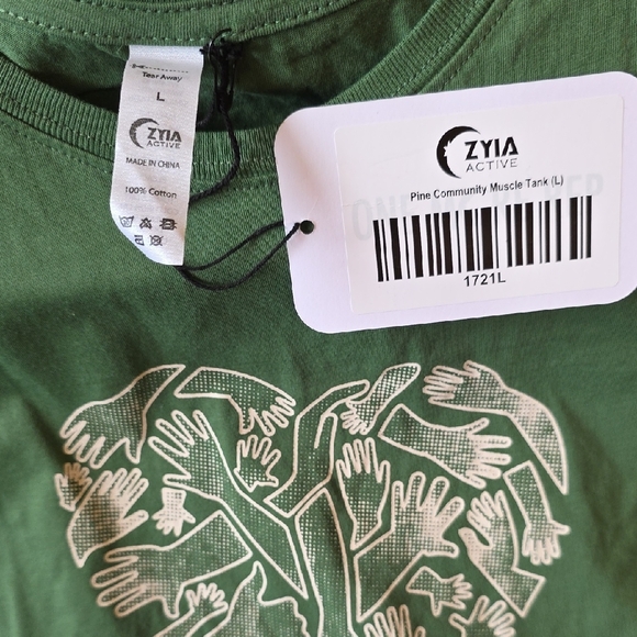 ZYIA ACTIVE Pine Community Muscle Tank. NWT 100% Cotton. - Picture 2 of 5
